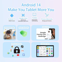 CWOWDEFU 2024 Android 14 Dětský tablet 10 palců, tablet pro děti s rodičovskou kontrolou Family Link, 8GB+128GB až 1TB, Octa-Cor